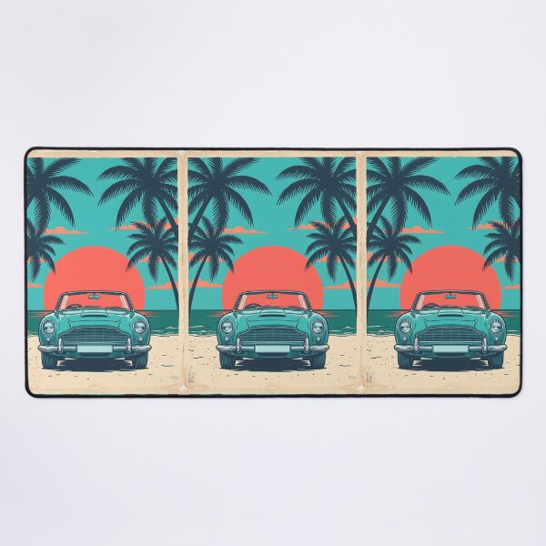 Item preview, Vintage Turquoise Classic Car with Beach Background – Retro Coastal Summer Design designed and sold by Sea Gem.