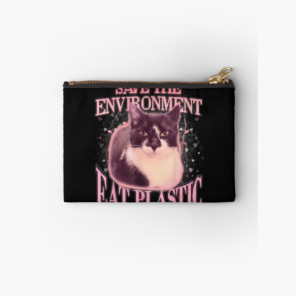 Item preview, Save The Environment Eat Plastic Funny Cat Meme designed and sold by nryum.