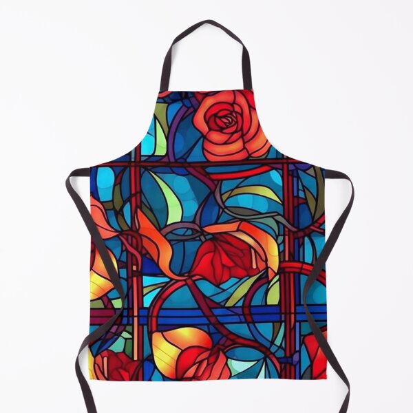 Item preview, Red Roses Stained Glass-Inspired Art On Blue  designed and sold by DEC02.