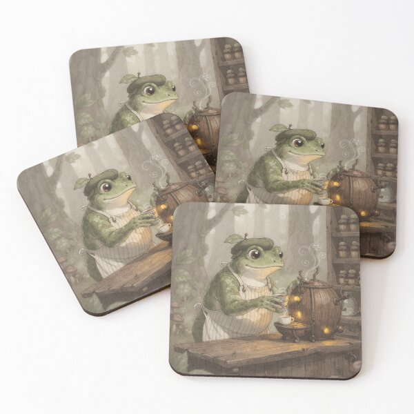 Item preview, Frog Barista Pulling a Tiny Acorn Espresso designed and sold by PictorialWhimsy.