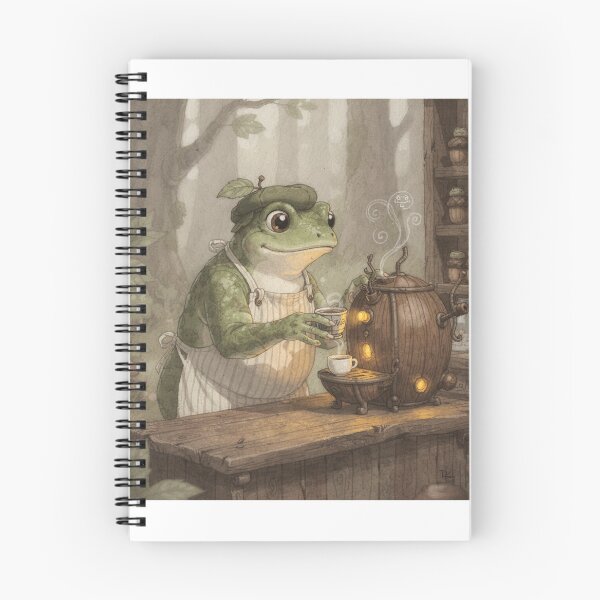 Item preview, Frog Barista Pulling a Tiny Acorn Espresso designed and sold by PictorialWhimsy.