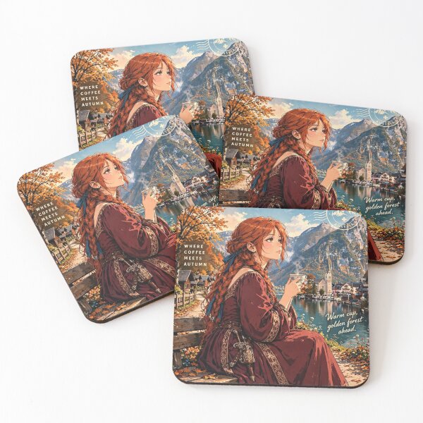 Item preview, Austria, Hallstatt Autumn Forest - Coffee Among the Autumn Leaves designed and sold by DibujandoPorfa.