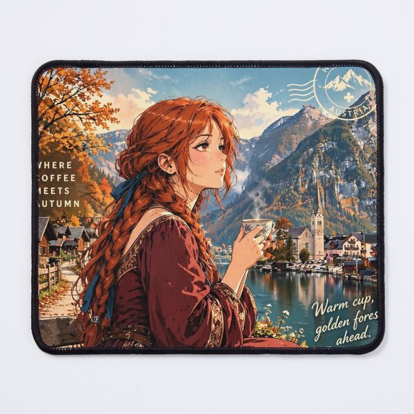 Item preview, Austria, Hallstatt Autumn Forest - Coffee Among the Autumn Leaves designed and sold by DibujandoPorfa.