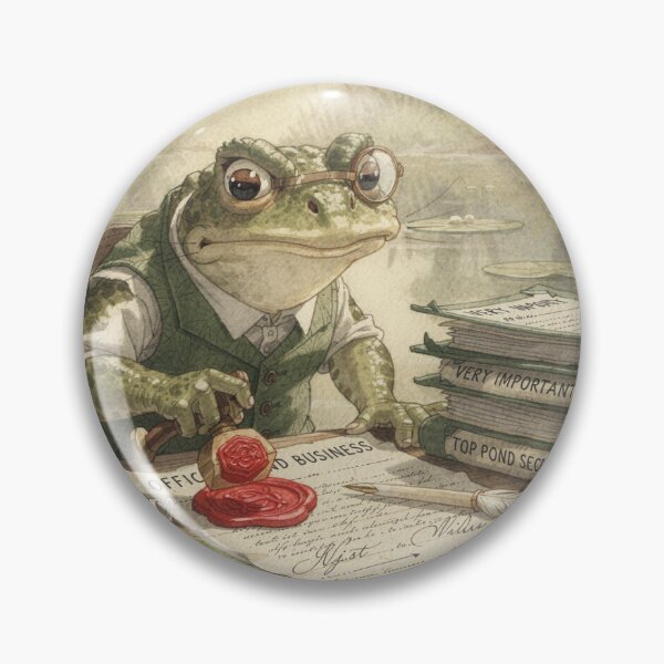 Item preview, Toad Notary Stamping a Very Official Lily Pad designed and sold by PictorialWhimsy.