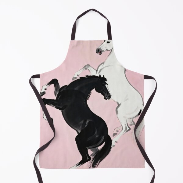 Item preview, Black and White Horses Rearing Pink Background designed and sold by KAMOCHI Art.