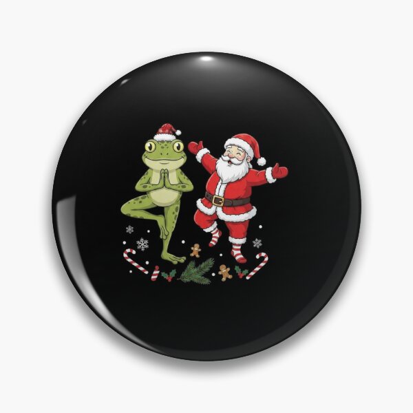 Item preview, Santa and Yoga Frog Funny Christmas Holiday Duo designed and sold by MiALopezArt.