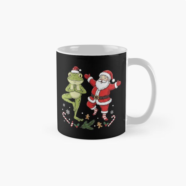 Item preview, Santa and Yoga Frog Funny Christmas Holiday Duo designed and sold by MiALopezArt.