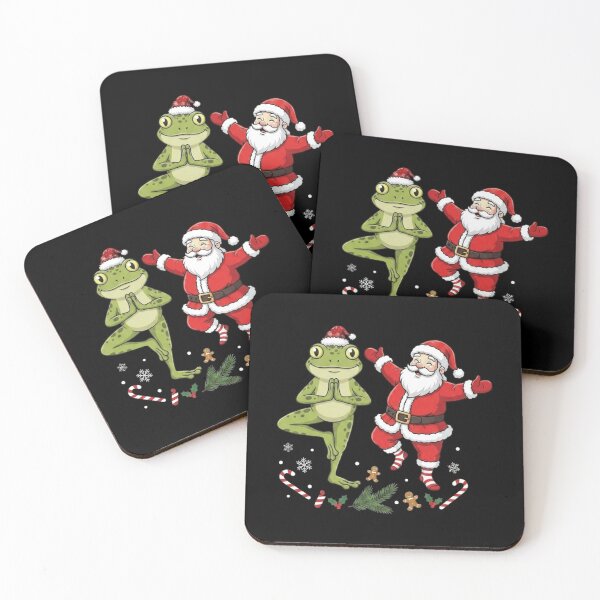 Item preview, Santa and Yoga Frog Funny Christmas Holiday Duo designed and sold by MiALopezArt.