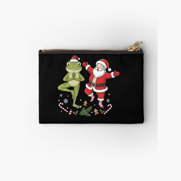 Item preview, Santa and Yoga Frog Funny Christmas Holiday Duo designed and sold by MiALopezArt.