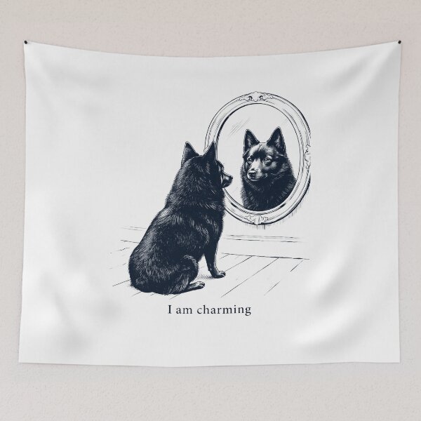 Item preview, Schipperke I Am Charming Mirror Meme Dog Lover designed and sold by dian-rody-crest.