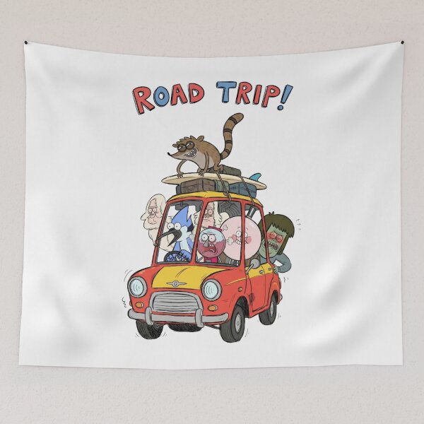 Item preview, Funny Regular Show Characters Road Trip In Small Red Car Classic  designed and sold by circliqueart.