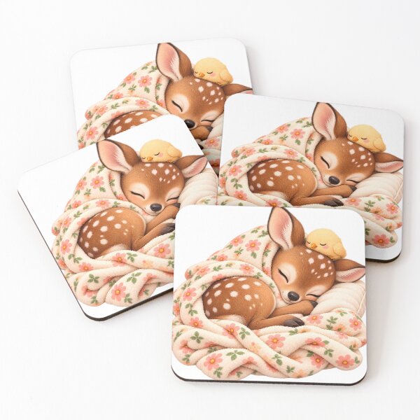 Item preview, Cozy Sleeping Baby Deer with Little Chick designed and sold by TinyWeird.