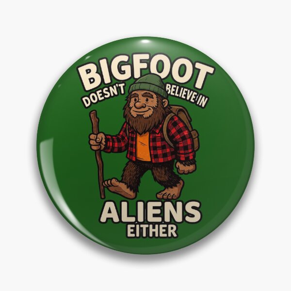 Item preview, Bigfoot Doesn't Believe in Aliens Either Sasquatch Hiking Red Plaid Flannel designed and sold by FrozenFits.