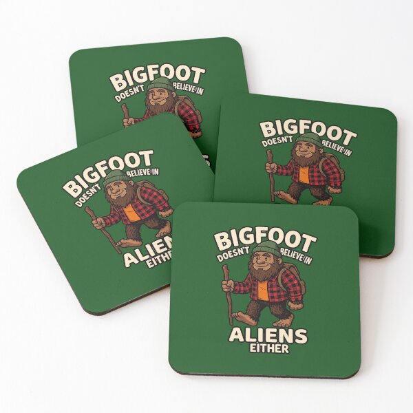 Item preview, Bigfoot Doesn't Believe in Aliens Either Sasquatch Hiking Red Plaid Flannel designed and sold by FrozenFits.