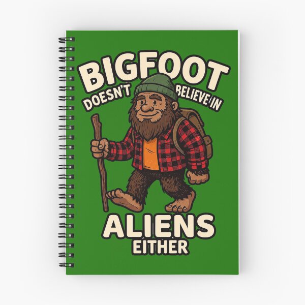 Item preview, Bigfoot Doesn't Believe in Aliens Either Sasquatch Hiking Red Plaid Flannel designed and sold by FrozenFits.