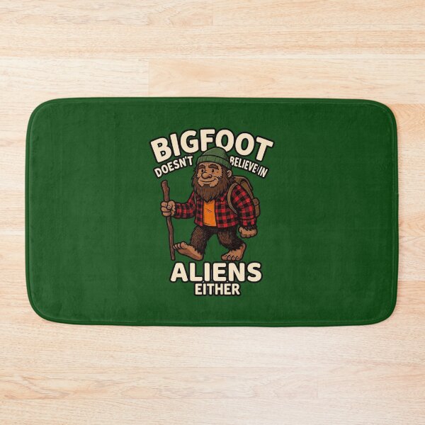 Item preview, Bigfoot Doesn't Believe in Aliens Either Sasquatch Hiking Red Plaid Flannel designed and sold by FrozenFits.