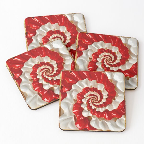 Item preview, Ruby Red and Ivory Porcelain Waves designed and sold by Vicky Brago-Mitchell®.