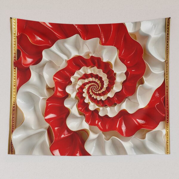 Item preview, Ruby Red and Ivory Porcelain Waves designed and sold by Vicky Brago-Mitchell®.