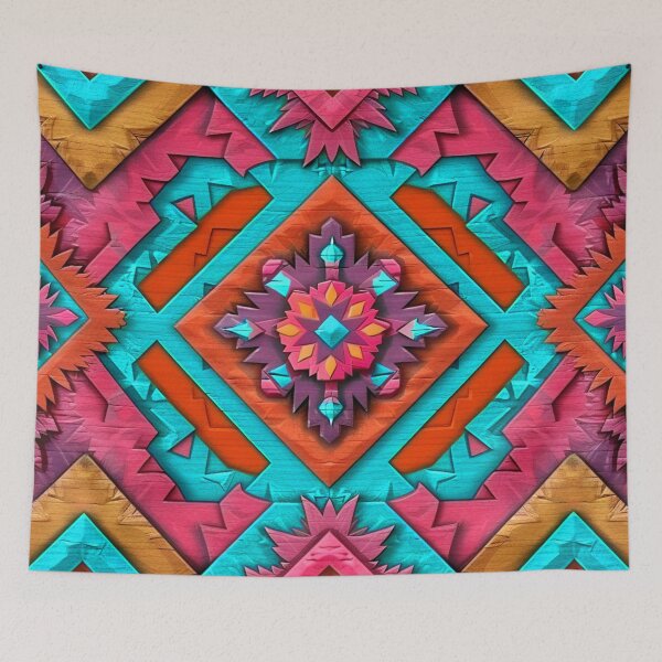 Item preview, Southwestern Blue, Mustard, And Magenta-Pink Designs Pattern designed and sold by DEC02.