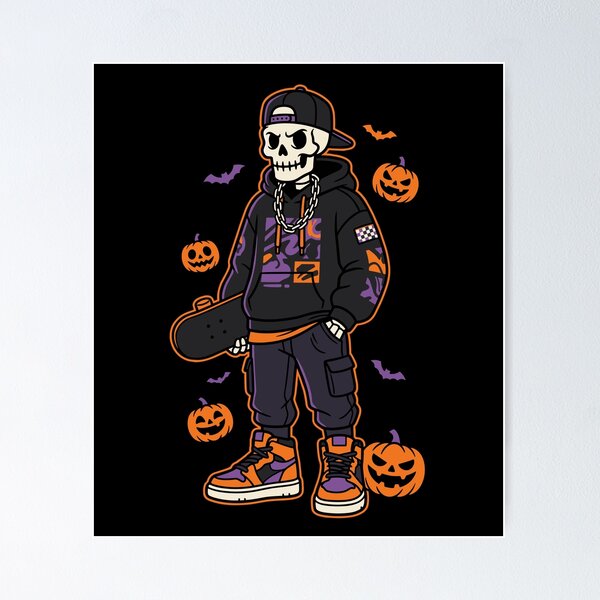 Item preview, Skeleton Skater Streetwear Halloween Design designed and sold by Ranpict.