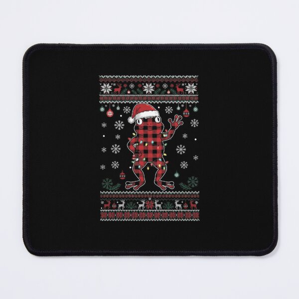 Item preview, Buffalo Plaid Christmas Frog Tangled in Holiday Lights designed and sold by MiALopezArt.