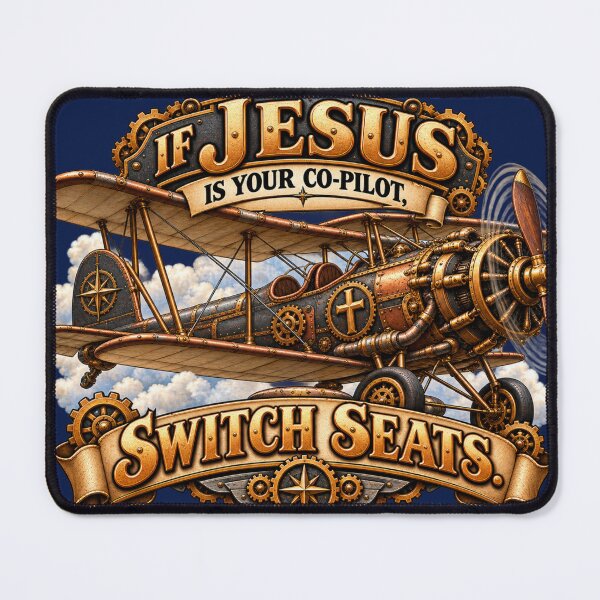 Item preview, If Jesus is Your Co-pilot, Switch Seats, Christian Steampunk Style designed and sold by TheBibleStop.