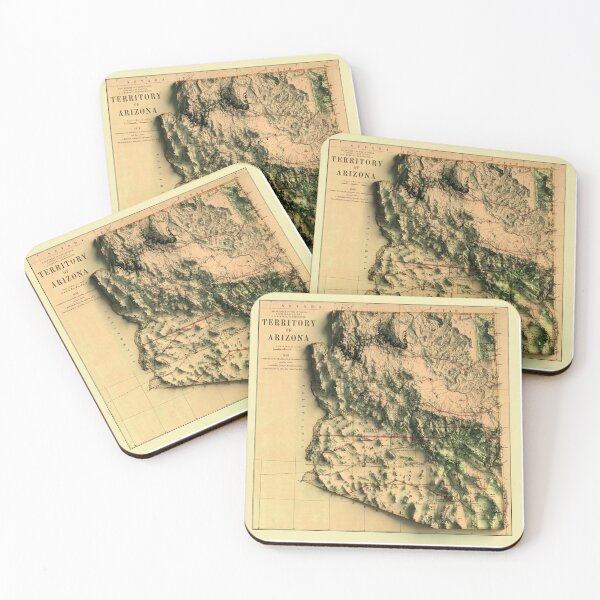 Item preview, 1876 Arizona Relief Map digitally-rendered designed and sold by ThinkAboutMaps.
