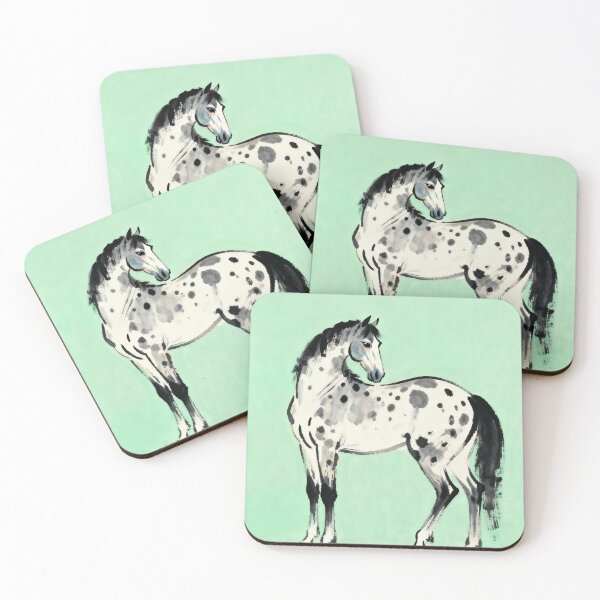 Item preview, Spotted Appaloosa Horse Looking Back Mint Green designed and sold by KAMOCHI Art.