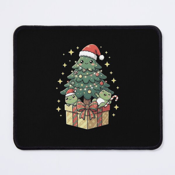 Item preview, Cute Frog Christmas Tree with Gift Box and Holiday Lights designed and sold by MiALopezArt.