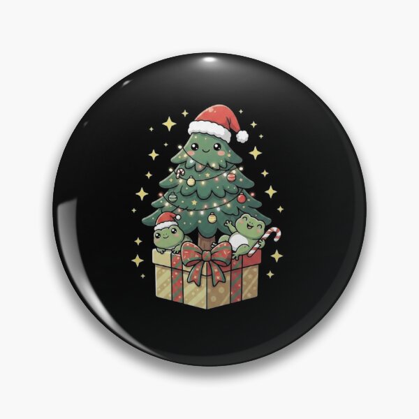 Item preview, Cute Frog Christmas Tree with Gift Box and Holiday Lights designed and sold by MiALopezArt.