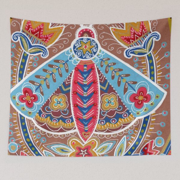 Item preview, Blue Moth and Tulips, Boho Terracotta Art designed and sold by Fani*.