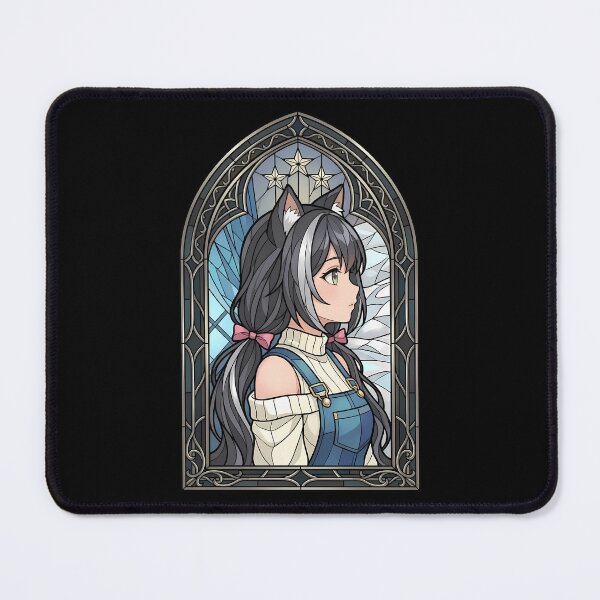 Item preview, Kyaru Princess Connect Soft Blue Stained Glass Cat Girl designed and sold by mildaclairmo.