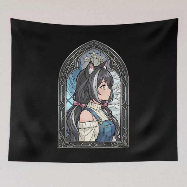 Item preview, Kyaru Princess Connect Soft Blue Stained Glass Cat Girl designed and sold by mildaclairmo.