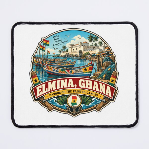 Item preview, Elmina, Ghana Harbor Of The Painted Canoes Ghanaian Heritage Travel Souvenir designed and sold by RetroMini2026.