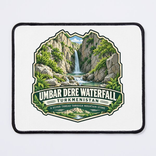Item preview, Umbar Dere Waterfall Turkmenistan Travel Explorer A Silver Thread Through Mountain Stone designed and sold by RetroMini2026.