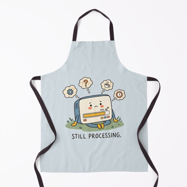 Aperçu de l'œuvre Still Processing | Cute Overwhelmed Computer Art créée et vendue par MrDev.