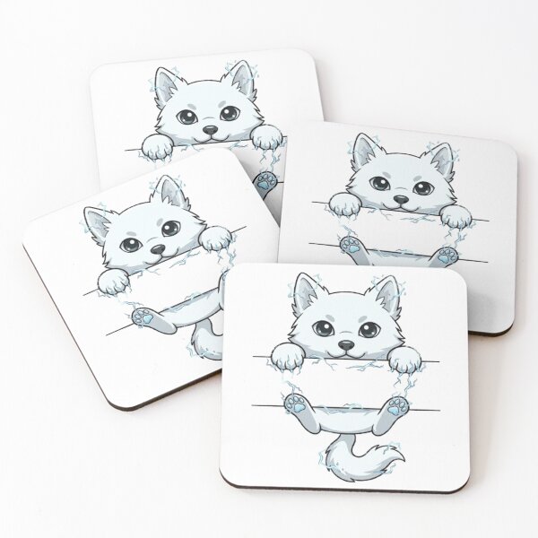 Item preview, Electric Arctic Fox Peeking - Cute Lightning Fox designed and sold by PetalsPaws.