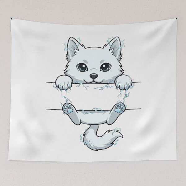Item preview, Electric Arctic Fox Peeking - Cute Lightning Fox designed and sold by PetalsPaws.