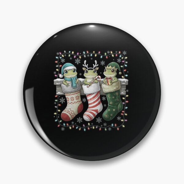 Item preview, Three Christmas Frogs in Festive Holiday Stockings designed and sold by MiALopezArt.