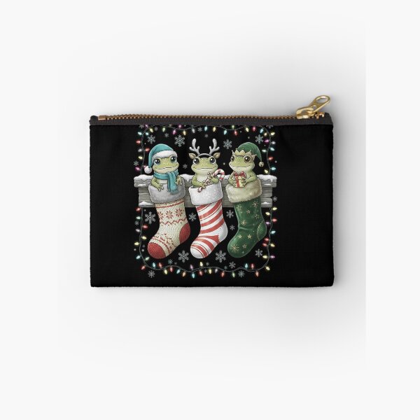 Item preview, Three Christmas Frogs in Festive Holiday Stockings designed and sold by MiALopezArt.