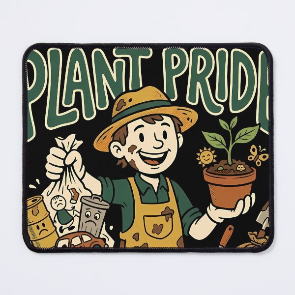 Item preview, Plant Pride Not Litter Retro Cartoon Gardener designed and sold by OwenFuhrman.
