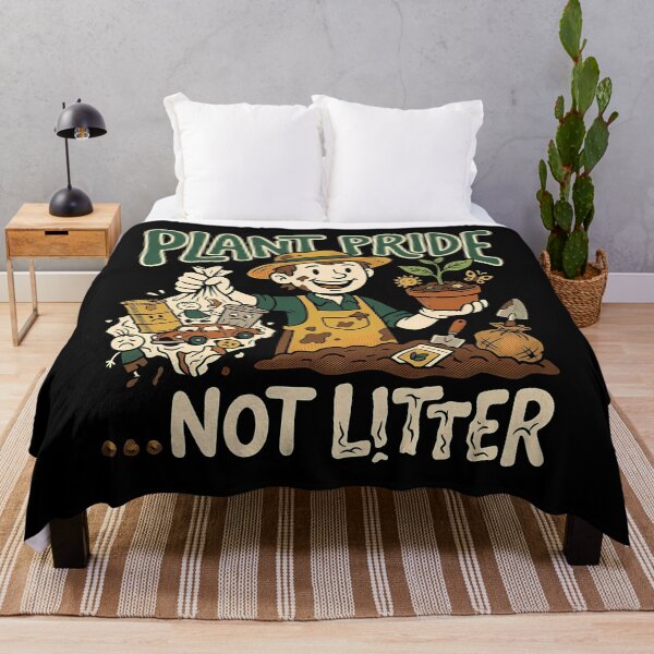 Item preview, Plant Pride Not Litter Retro Cartoon Gardener designed and sold by OwenFuhrman.