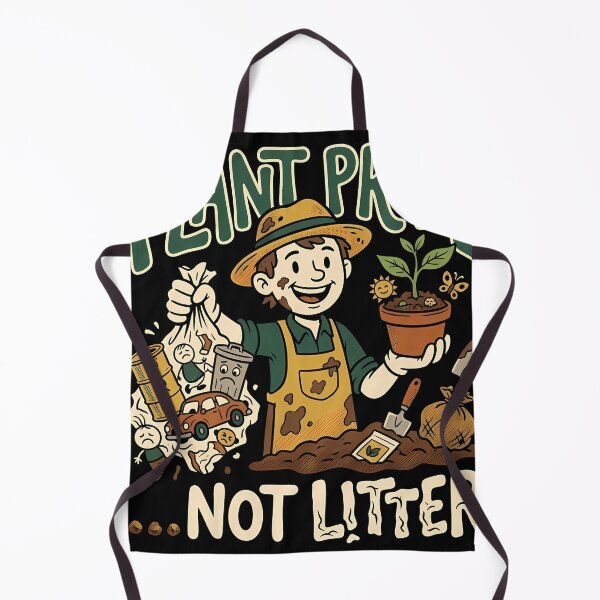 Item preview, Plant Pride Not Litter Retro Cartoon Gardener designed and sold by OwenFuhrman.