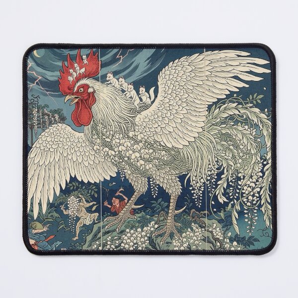 Item preview, Giant Rooster and Yokai - Japanese Ukiyo-e Woodblock Art designed and sold by manbou-japan.