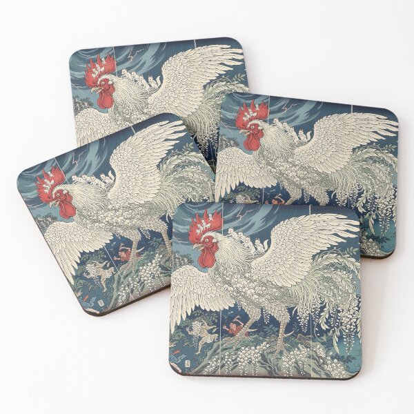Item preview, Giant Rooster and Yokai - Japanese Ukiyo-e Woodblock Art designed and sold by manbou-japan.