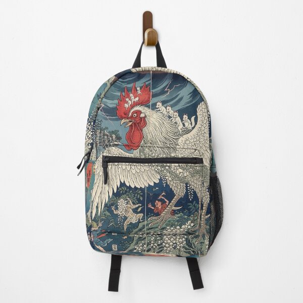 Item preview, Giant Rooster and Yokai - Japanese Ukiyo-e Woodblock Art designed and sold by manbou-japan.