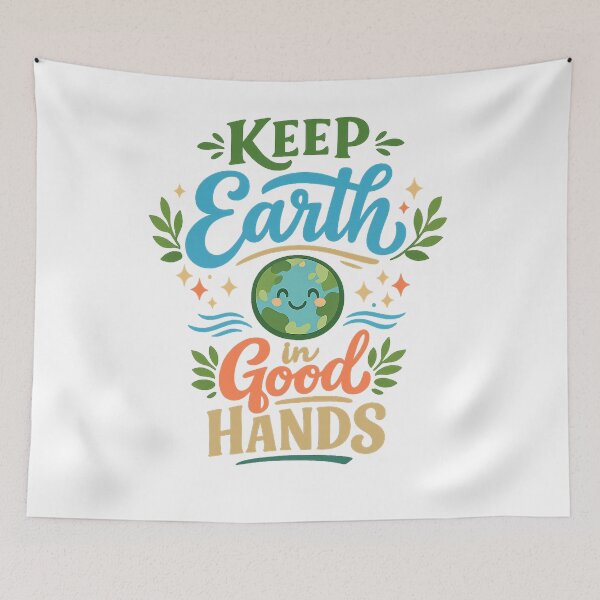 Item preview, Keep Earth in Good Hands Cute Earth Day Eco Friendly Environmental Art designed and sold by inkoutninja.