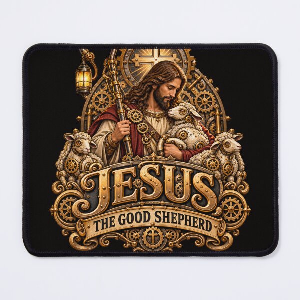 Item preview, Jesus: The Good Shepherd, Christian Steampunk Style designed and sold by TheBibleStop.