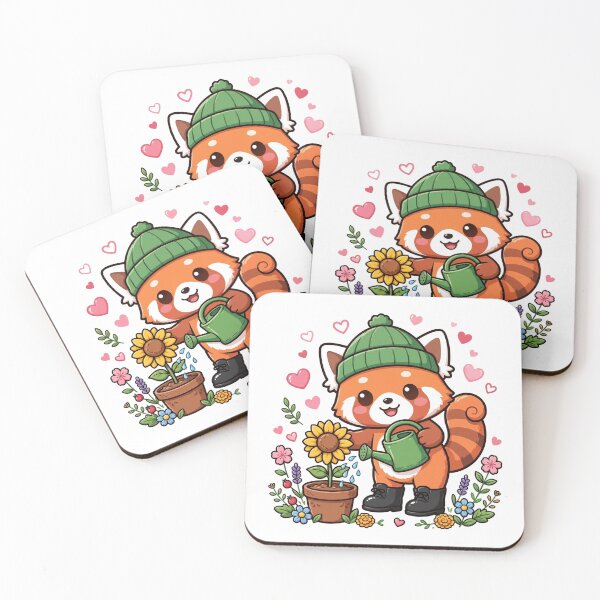 Item preview, Cute Red Panda Gardening Sunflower Kawaii designed and sold by Avenuse style.