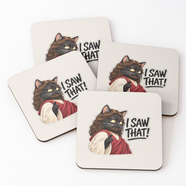 Item preview, Cat Jesus I Saw That Funny Side Eye Cat Sticker designed and sold by InspireHerTribe.